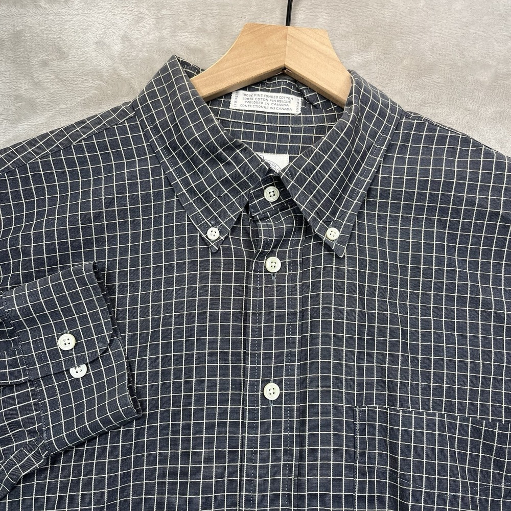 Forsyth of Canada Long Sleeve Button Down Shirt Black Plaid Size XL
